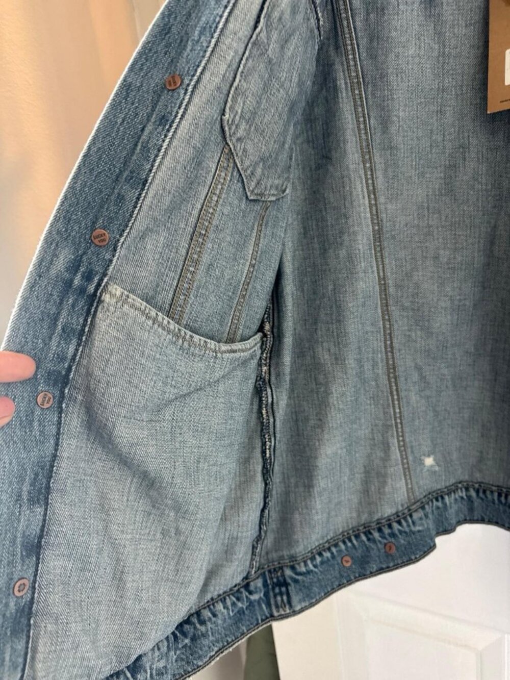 Lucky Brand NWT Oversized Denim Jean Jacket Blue Trucker Size M - Picture 7 of 7